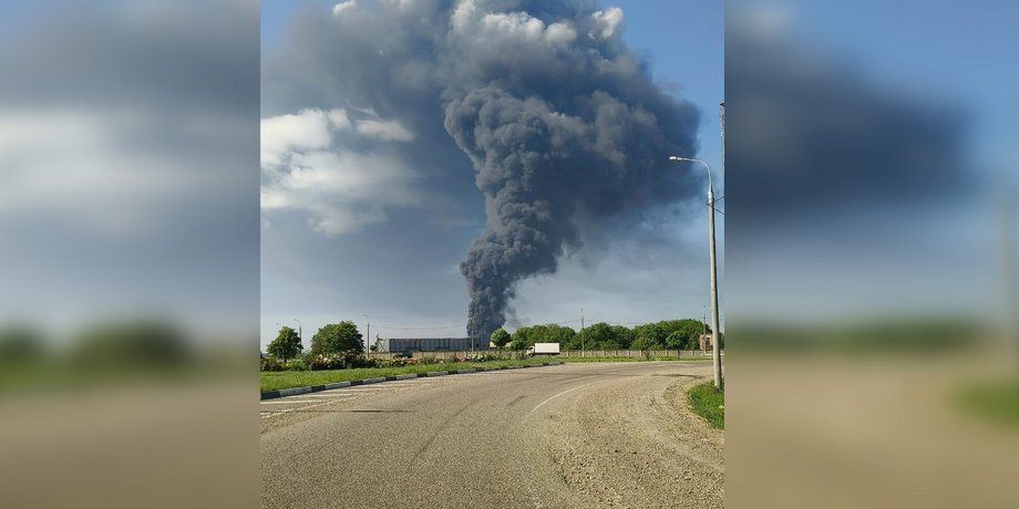 пожар на нефтебазе в Краснодарском крае