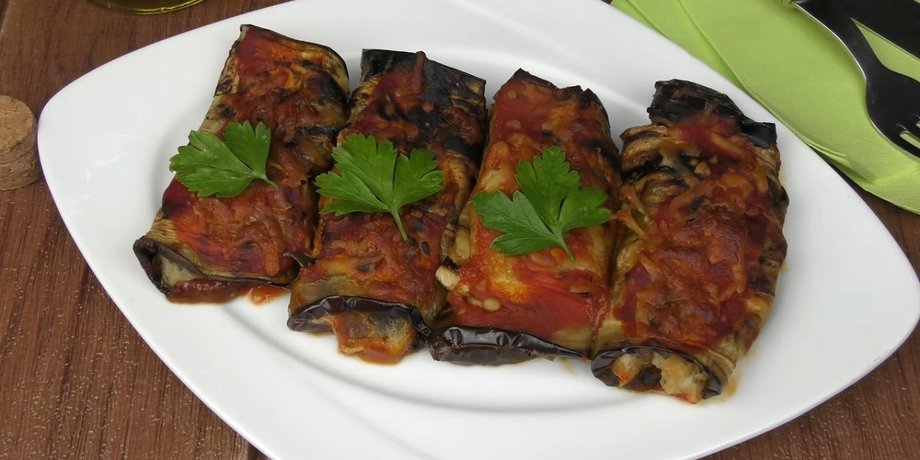 Рулетики из баклажанов, баклажаны рецепт, баклажаны в духовке