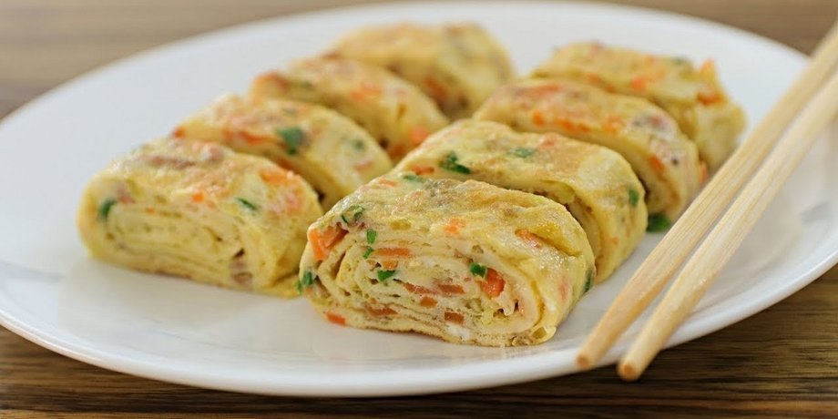 Яичный ролл по-корейски, яичный ролл, омлет, рецепт омлета, вкусный рецепт омлета