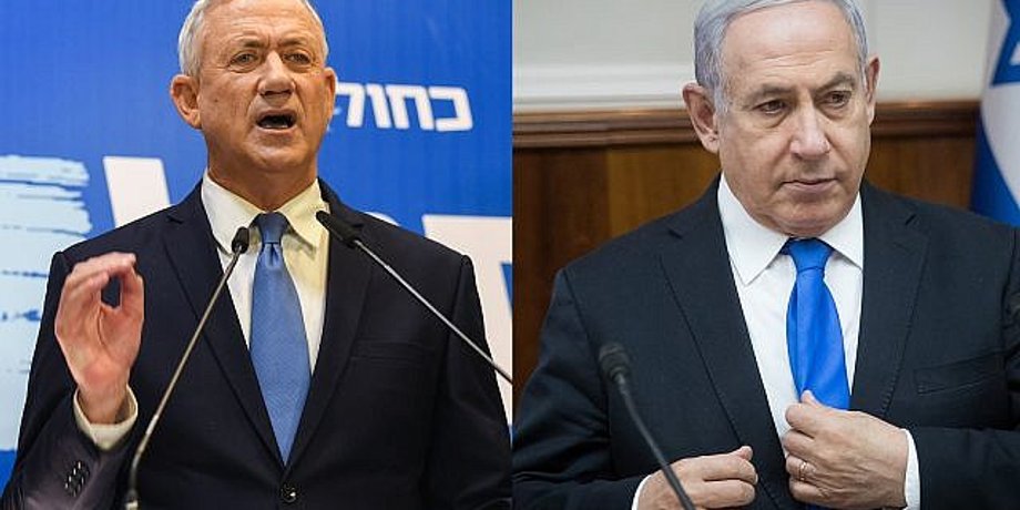Бенни Ганц и Биньямин Нетаньяху / Коллаж: timesofisrael.com