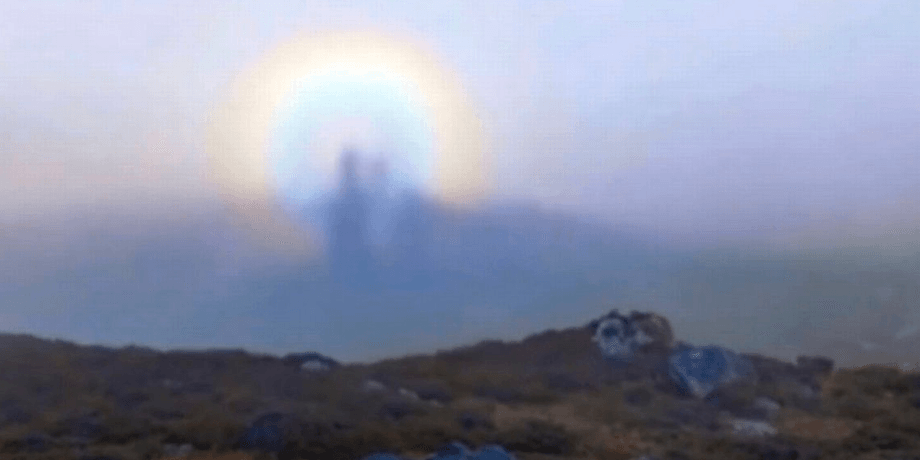 Погодне явище, brocken spectre, гори, веселка, тінь, туман, погода,