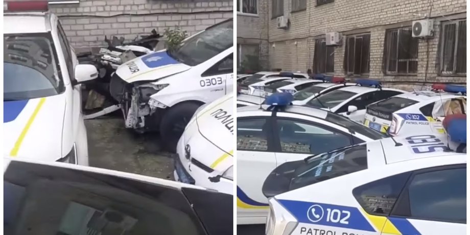 Нацполіція, патрульна поліція, поліцейські автомобілі, кладовище автомобілів