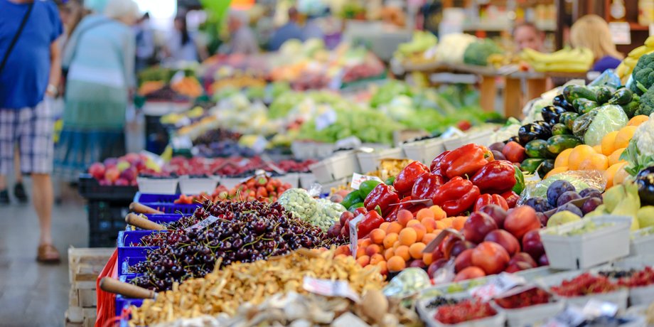 овощи, фрукты, рынок, прилавок, магазин, продукты