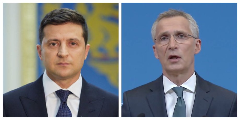 Владимир Зеленский, Йенс Столтенберг, телефонная беседа, коллаж