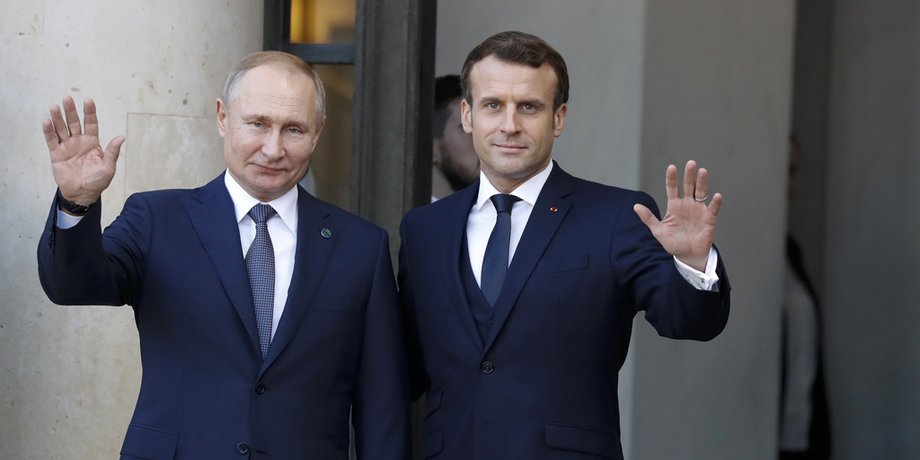 Володимир Путін та Емманюель Макрон, переговори