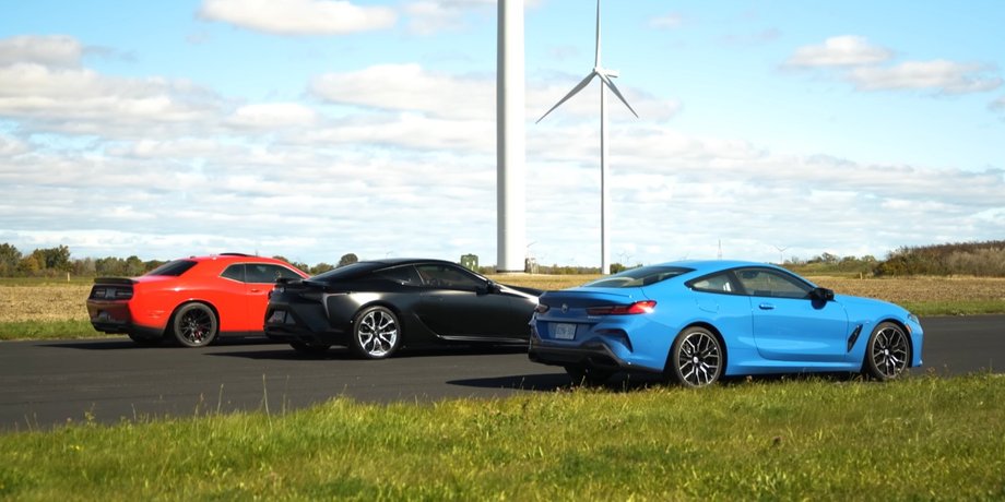 BMW M850i, Lexus LC 500, Dodge Challenger SRT Hellcat, Авто, Автомобили, Гонки, Видео, Заезд