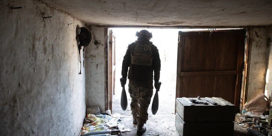 Украинский военные на передовой в Донецкой области.