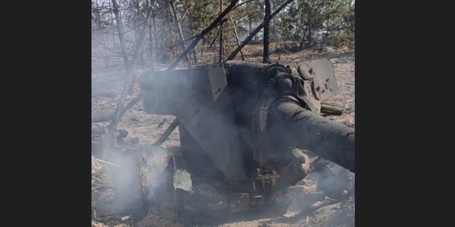 Подбитая М-46, война, Украина, фото