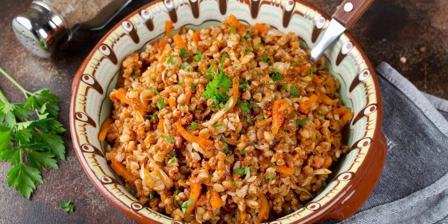 гречка по-купечески, гречневая каша, каша с фаршем