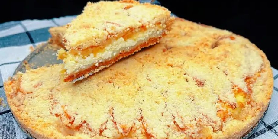 Насыпной пирог с творогом, пирог, вкусный пирог, вкусный пирог
