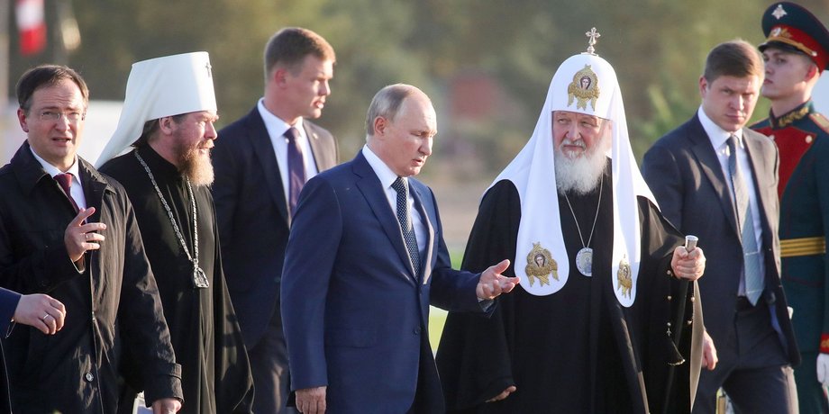 Президент РФ Володимир Путін, путін з патріархом кирилом, путін з мединським