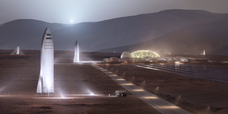 Марсианская колония в представлении художника. SpaceX