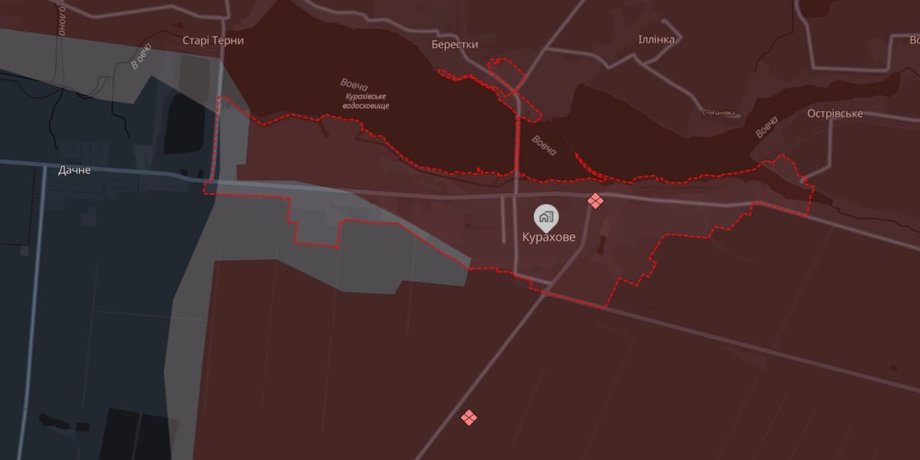 Курахове, донецька область, карта, війна в україні