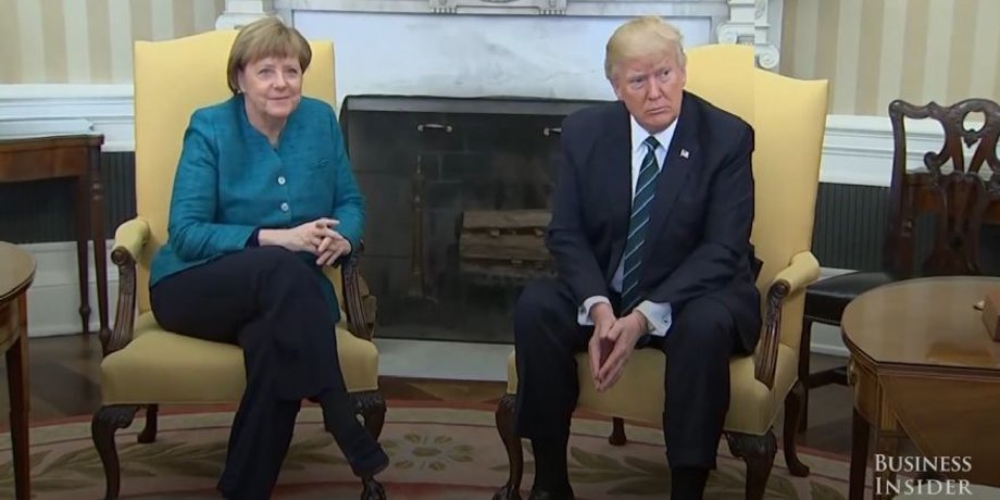 Ангела Меркель и Дональд Трамп / Скриншот видео
