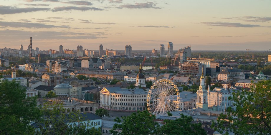 Київ, столиця, Україна, весна, місто, пейзаж, захід сонця, сонце
