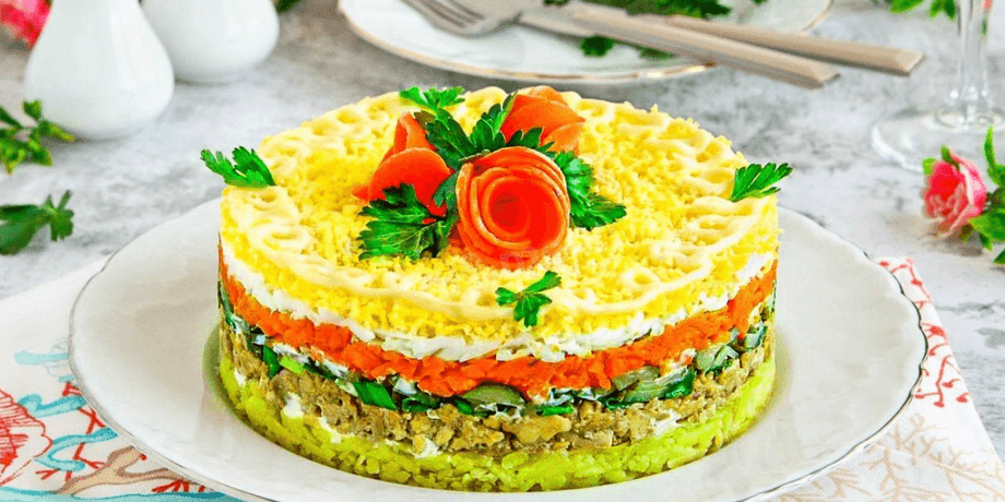 салат, столовые приборы, блюдо, еда