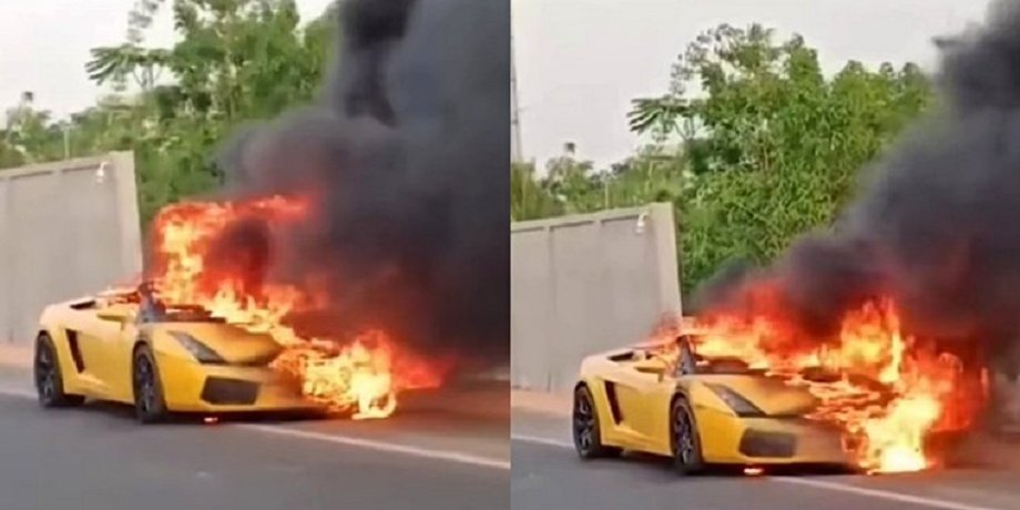 ламборгини горит, Lamborghini Gallardo, суперкар Lamborghini