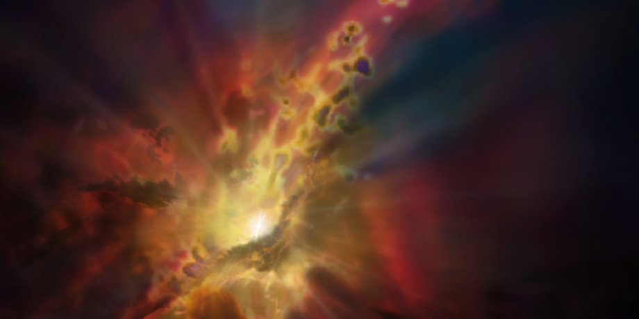 Галактический ветер в представлении художника. NRAO/AUI/NSF, D. Berry