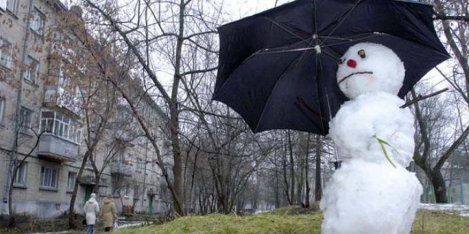 снеговик, теплая зима