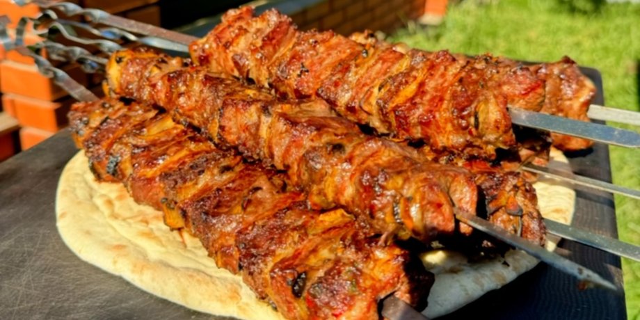 шашлык из говядины, слоеный шашлык из говядины