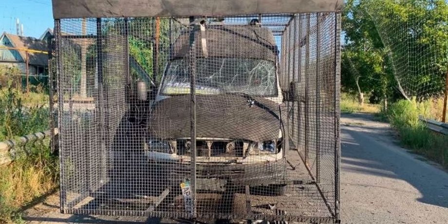 Маршрутка в Запоріжжі Маршрутка з антидроновою сіткою в Запоріжжі