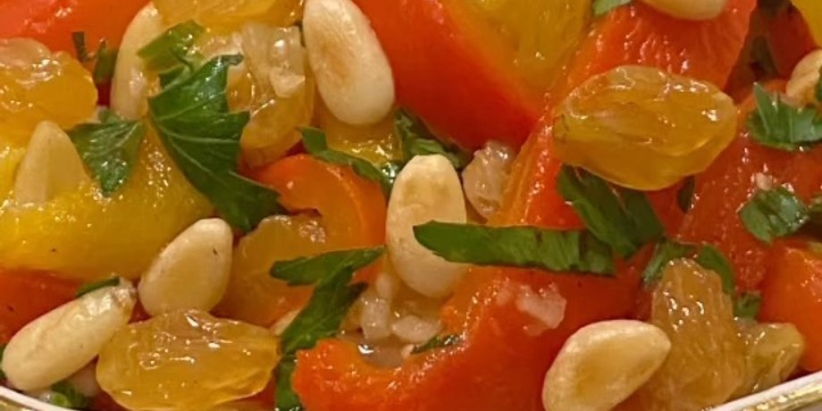 маринований перець, перець з горіхами та родзинками, рецепт перців у маринаді, болгарський перець