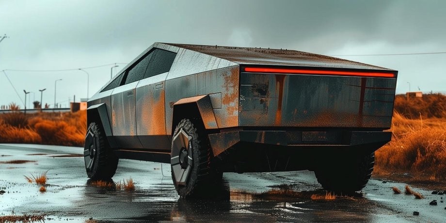 ржавая тесла, Tesla Cybertruck, пикап Tesla Cybertruck, новая Tesla Cybertruck