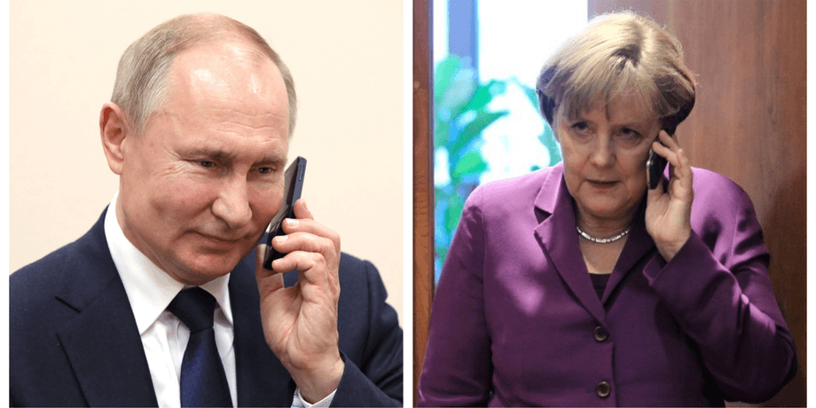 Путин, Меркель, телефонный разговор, телефон, разговор