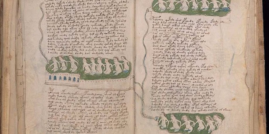 Примеры илюстраций, которые проходят через две страницы, хотя в рукописи они на самом деле не расположены рядом