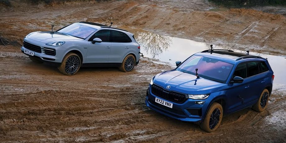 Skoda, Skoda Kodiaq, Porsche, Porsche Cayenne, Бездорожье, Сравнение, Авто, Автомобили, Видео, Кроссоверы