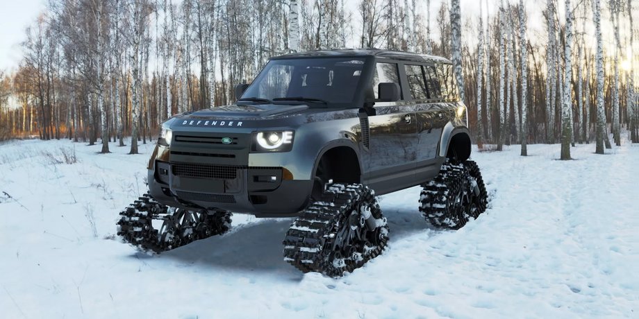 Land Rover, Land Rover Defender, Гусеницы, Тюнинг, Внедорожник, Колеса, Бездорожье, Фото, Тюнинг, Авто, Автомобили