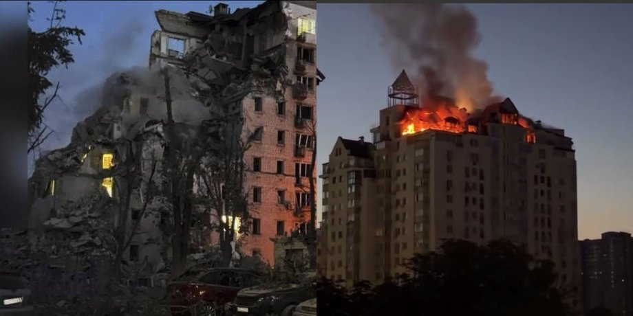 У Києві горять житлові будинки через атаку росіян наслідки атаки на Київ 2 липня