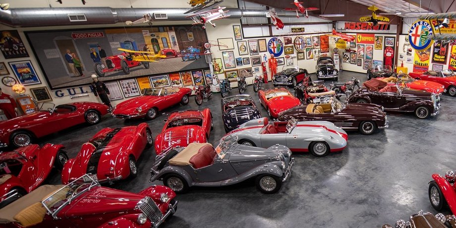 коллекция автомобилей, Mercedes-Benz 300SL, Ferrari 250, Ferrari 246 Dino, Bugatti Atlantic, ретро-авто