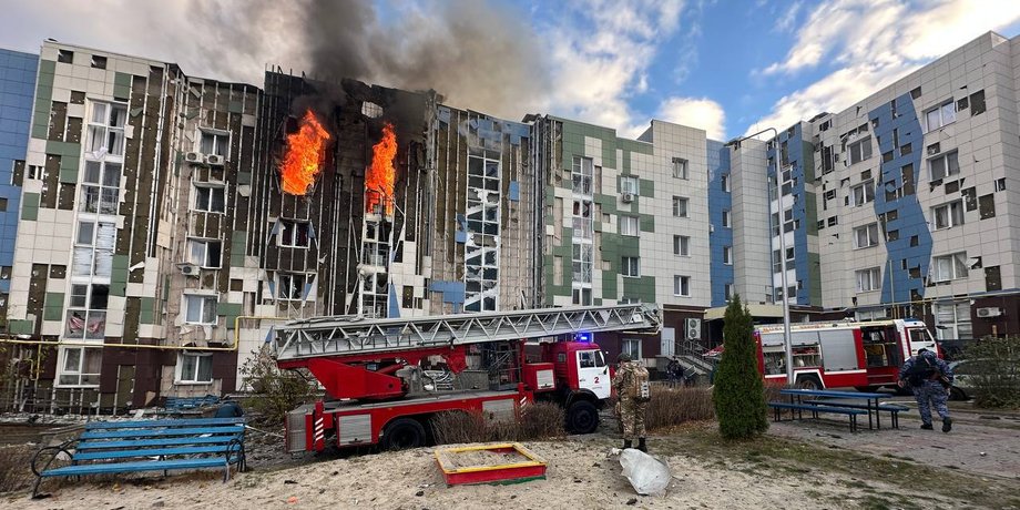 Пожар в доме после атаки БПЛА