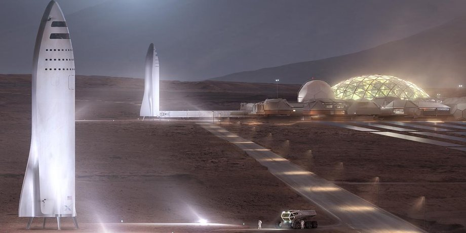 Колония на Марсе в представлении художника. Иллюстрация: SpaceX