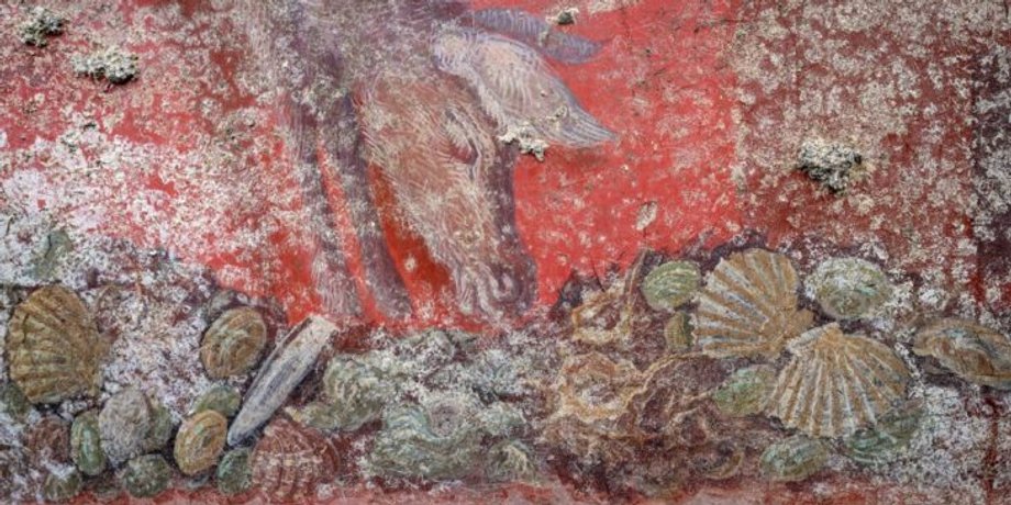 археологи, археология, раскопки, Помпеи, Италия, фреска, зал, колоннада, изображение, история, римляне
