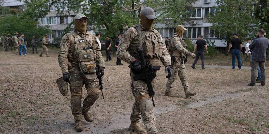 Фото военнослужащих СБУ в Киеве 2 сентября