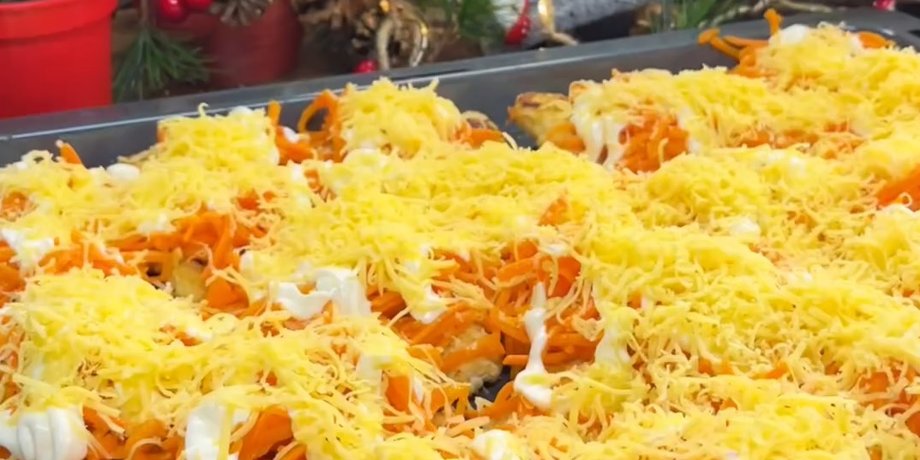 отбивные под шубой, морковь по-корейски