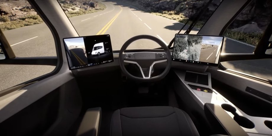 Салон Тесла Семи, Тесла Семи, Tesla Semi, Tesla Semi 2023, электромобиль Tesla Semi, грузовик Tesla, новая Tesla Semi