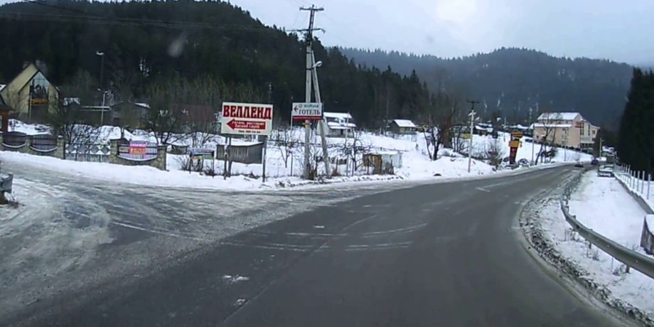 зима, карпаты, дорога