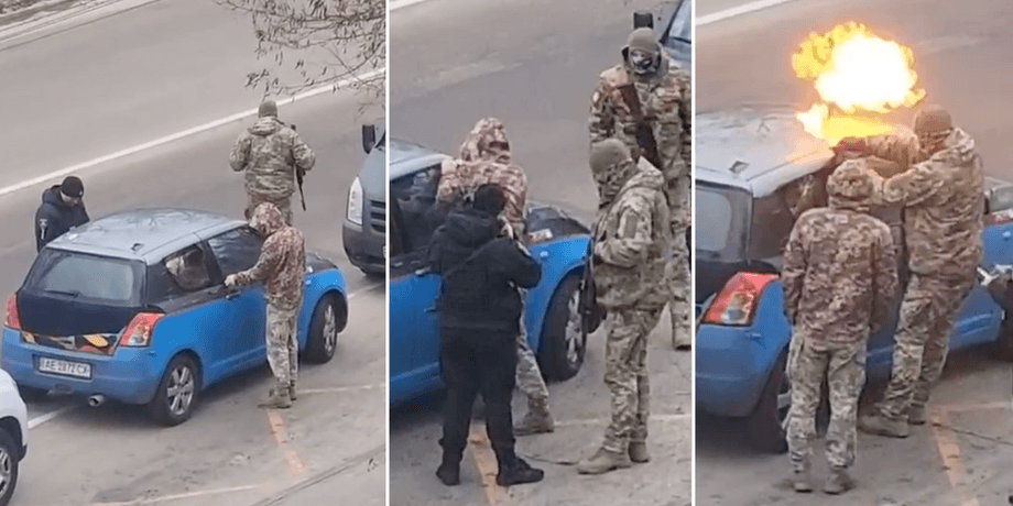 ТЦК в Вышгороде, ТЦК газ, ТЦК газовый баллончик, скандал ТЦК, скандал мобилизация, газ