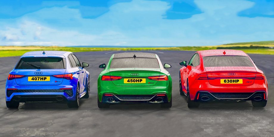 Audi, Audi RS3, Audi RS5, Audi RS7, Авто, Автомобілі, Блогери, Заїзд, Перегони, Відео, Порівняння авто