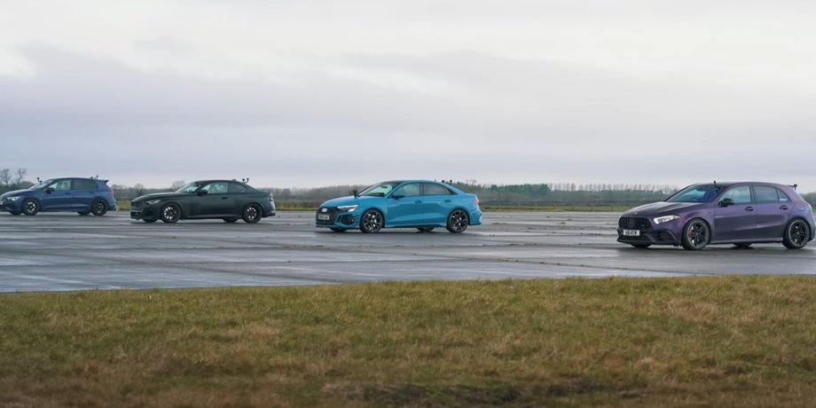 BMW M240i, Audi RS3, Volkswagen Golf R, Mercedes-AMG A45s, Гонки, Заїзд, Авто, Автомобілі, Відео, Блогери