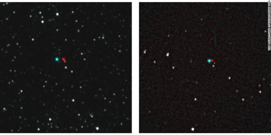 Слева Проксима Центавра, а справа - Вольф 359. На фото справа вид с Земли, а слева с New Horizons.