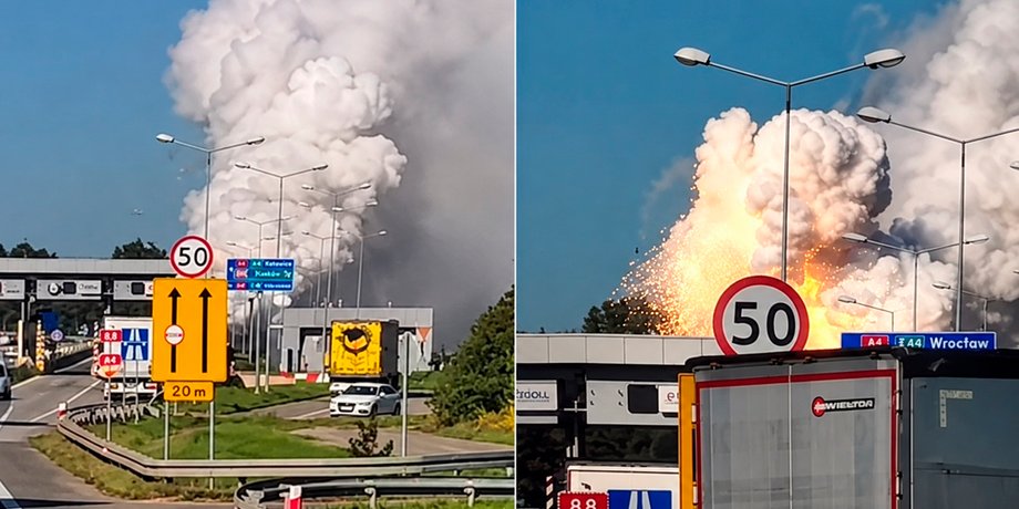 Пожежа вантажівки з 216 бочками небезпечних хімічних відходів на трасі в Польщі