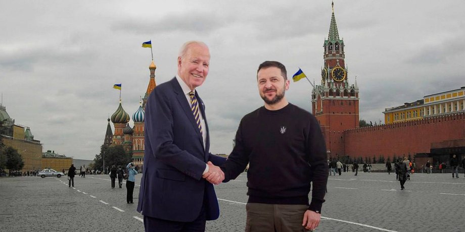 Встреча Байдена и Зеленского в Москве у Кремля мем шутка