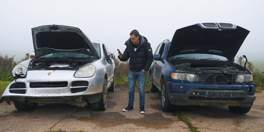 BMW, Porsche, BMW X5, Porsche Cayenne, Авто, Автомобили, Эксперимент, Двигатели, Масло, Тесты, Видео, Блогеры
