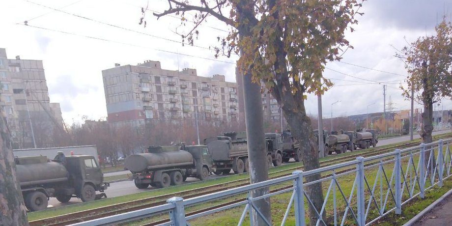 Военная техника ВС РФ, движение, колонна, Донбасс