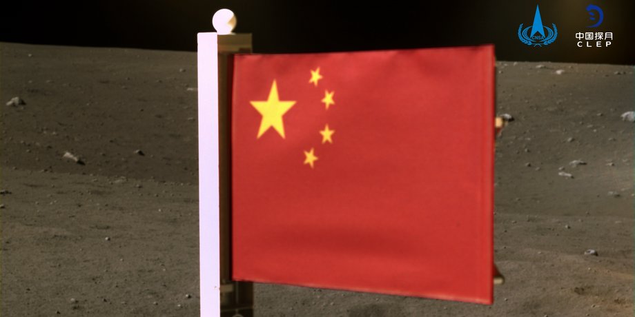 китай, флаг, космос, луна, Changʼe 5