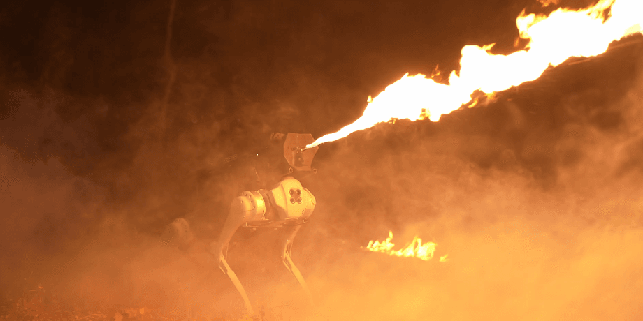 робот огнемет, огнемет, робот собака, Throwflame